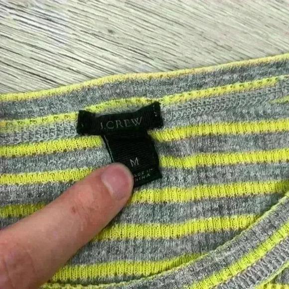 J. Crew Yellow & Grey Striped Ribbed Long Sleeve Top Size M - Picture 5 of 8